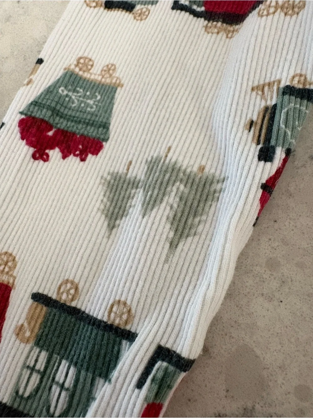 Carter's White Kids Pajama Set with Red & Green Train Print Christmas